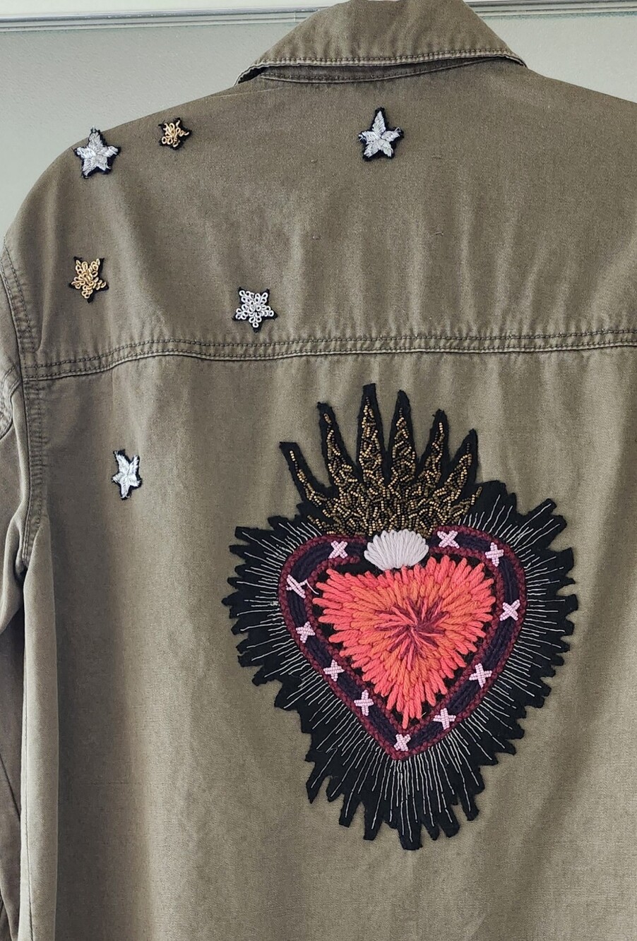 Cinq A' Sept Embellished Olive Utility Jacket - Women's - Picture 9 of 10